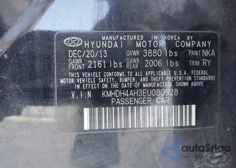 2014 Hyundai Elantra Sport из США, поврежденный, VIN KMHDH4AH3EU080928